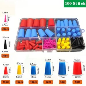 1/2Box (100pcs/box) Silicone Rubber Plug Assortment Set For Hole Plugs Sealing Tapered Stopper Plug Conical Powder Coating