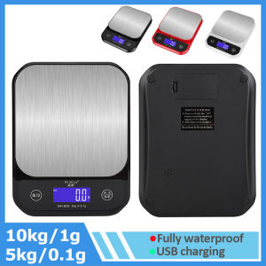5kg/10kg Rechargeable Waterproof Kitchen Scale Stainless Steel Electronic Scales Home Jewelry Food Snacks Weighing Baking Tools