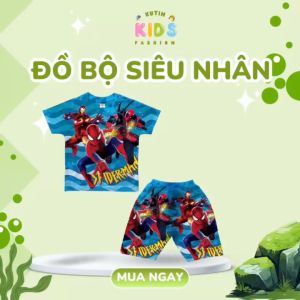 Đồ bộ siêu nhân nhện siêu anh hùng chất liệu thun lạnh thoáng mát size từ 10-40kg