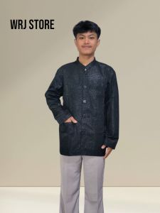 Baju Koko Muslim Pria Motif Embos Haibah Lengan Panjang Terbaru 2024