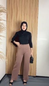 Celana Kulot Wanita Highwaist Scuba Premium  / Celana Jumbo Wanita / Celana Panjang Kerja Wanita Bahan Scuba Melar Ukuran M L XL XXL
