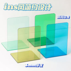 Colorful L-Shaped Acrylic Bookends Simple Transparent Book Stoppers Student Desktop Fixed Bookshelf Organizer Nordic Style