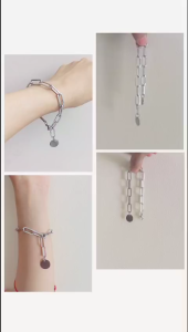 Lắc dây xích kiểu khoen dài mẫu mới không đen không rỉ sét style hàn quốc