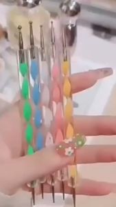 Nurm Nail Art Dotting Tool Point Drill Nail Pen of Spiral Rod 5 Pcs/Set