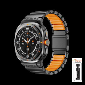 Luxury Metal Silicone Strap for Samsung Galaxy Watch Ultra 2026 2025 47mm Magnetic Stainless Steel Band for Galaxy Watch Ultra 7