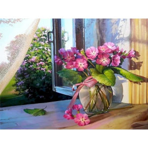 Oil Painting By Numbers Paint Kit Red Purple Flowers Handiwork for Adults Coloring By Numbers Diy Gift Home Decors