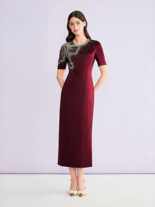 Elaborate Beadwork Acetate-Blend Dress