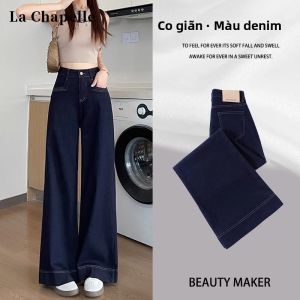 La Chapelle | Quần Jeans Đen Xanh Ống Rộng Thẳng Cao