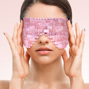 ธรรมชาติ Rose Quartz Eye Mask เครื่องนวดหยกผ่อนคลาย Sleep เครื่องมือนวด Care Stone Face Cooling Sleep Mask