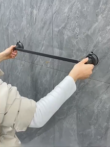 Suction Cup Towel Rack Single Bar Bathroom Slipper Rack Perforation-Free Space Aluminum Towel Bar Rack Toilet Rack毛巾架