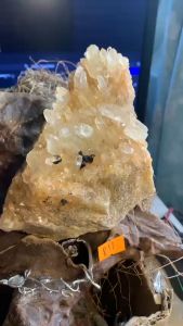 Bụi đá Thạch Anh vàng tinh thể tự nhiên cộng sinh Tourmaline năng lượng vũ trụ thiền định cực mạnh 811