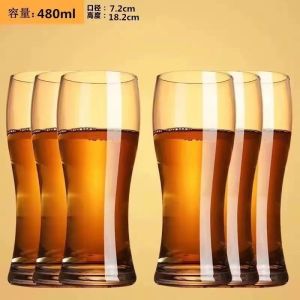 Bộ 6 Cốc Bia Thủy Tinh Chịu Nhiệt Dung Tích Lớn 500ml Không Chì Dùng Tại Nhà Cốc Đựng Nước Nóng Bền Bỉ Phong Cách Châu Âu