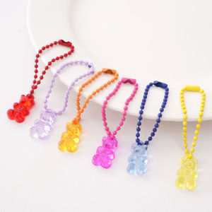 5Pcs Colorful Acrylic Cute Bear Bead Chain Pendants Keychain Phone Chain Charms DIY Jewelry Making Accessories