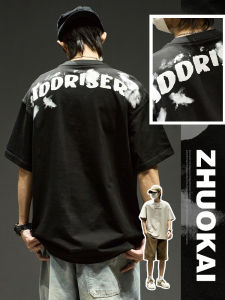 เสื้อยืดแขนสั้นผ้าฝ้ายแท้สำหรับผู้ชาย ฤดูร้อน 2024 ทรงหลวม ลายพิมพ์ แฟชั่นสตรีท แบรนด์ Zheka สำหรับวัยรุ่น