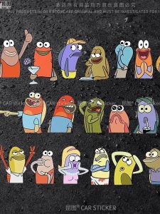 Funny SpongeBob SquarePants Car Stickers Body Decoration Window Glass Decals for Electric Vehicles Bumper Decoration