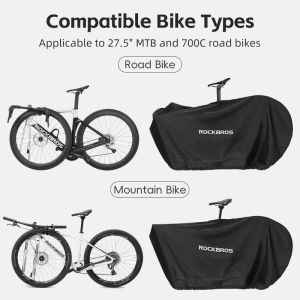 ROCKBROS Bike Storage Bag for 27.5 Inch Mountain Bike 700C Road Bike Foldable Portable Lightweight Bike Carrying Bag Waterproof Bicycle Transportation Bag Bike Accessories