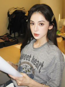 Retro Korean Style Rose Print Short Sleeve T-Shirt Womens Loose Summer Countryside Style Top Cotton round Neck Casual Tee