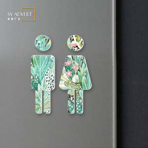 Creative 3D Printed Toilet Signboard Wall Mounted Acrylic Panel Indoor Modern Style Public Facility Reminder UV Printing