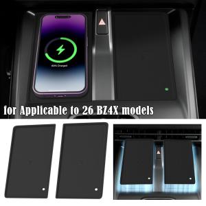 2Pcs/Set Car Wireless Charging Anti Slip Mat for Toyota BZ4X 2026 Central Console Silicone Pad Phone Holder Dustproof Tray