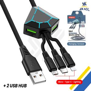 KN ACC - KABEL DATA CHARGER HP 2.4A 5IN1 DENGAN DESAIN LED UNTUK SEMUA TIPE HP