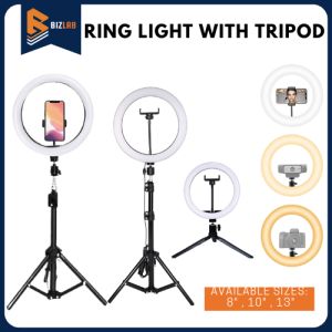 BIZLAB Ring Light with Adjustable Tripod Stand & Phone Holder 8\" 10\" 13\" 14\" LED Light for Photo Selfie Video Recording