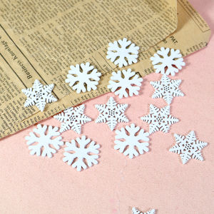 Mini Wooden Snowflake Decoration Christmas Tree Model DIY Winter Scene Accessories Simulated Decorative Craft Supplies
