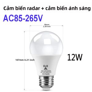 Bóng Đèn LED E27 Tích Hợp Cảm Biến Ánh Sáng/cảm Biến Chuyển Động Hồng Ngoại PIR Dùng Trang Trí Nhà Cửa Điện Áp AC 220V/110V Tùy Chọn