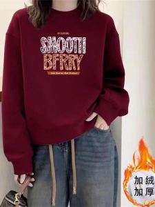 เสื้อฮู้ดผ้าฝ้ายแท้หนาแฟชั่นฤดูใบไม้ร่วง/ฤดูหนาวสำหรับผู้หญิง เสื้อชั้นในแบบมีฮู้ดพิมพ์ลาย ทรงหลวม ปกติ แขนยาว ปกติ