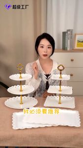 MUQGEW Rak Kue Susun 3 Tingkat Detachable Plate Cake Stand Display
