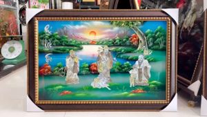 (Hàng đặt trước) Tranh sơn mài - PHÚC LỘC THỌ - Khảm cừ size 50x80 cm/ Ý Nghĩa - Phong Thủy