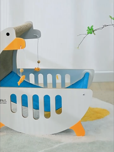 เปลแมวทรงเป็ดสีขาว ที่ลับเล็บแมว ที่นอนแมว ของเล่นแมว แผ่นลับเล็บแมว ลูกฟูกเป็ดสีขาวฝนเล็บ เป็ด