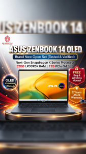 ASUS Zenbook 14 OLED (UX3407QA-QD303W) | Snapdragon X | 32GB RAM | 1TB SSD | 2 Yrs Warranty  [Brand New Open Set]