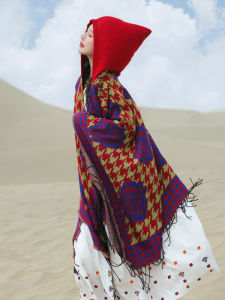 ผ้าพันคอแบบผ้าห่ม ผู้หญิง ผืน ลายเรขาคณิตสไตล์จีน ผ้าพันคอรูปทรงสี่เหลี่ยมผืนผ้าอเนกประสงค์