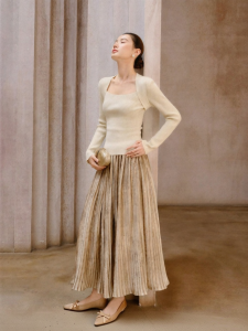 XXNING | French Style Pleated Floral Printed Skirt