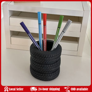 Car Tire Shaped Pen Holder Novelty Pencil Holder Storage Bucket Desk Organizer Office Table Pen School Stationery Supplies Creative Tire Shaped Pen Holder - Unique Office Desk Organizer Office Supplies Desktop Multifunctional Storage Decorations