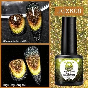 Sơn Gel Móng Tay Hiệu Ứng Bầu Trời Sao Groillim Gel Từ Tính Màu Đơn Thấm Nước LED Móng Mèo Màu Sắc Sặc Sỡ Cầu Vồng & Đen 7ml