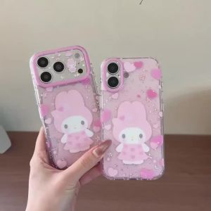 Sanrio | Ốp Điện Thoại Hoạt Hình Dễ Thương Phong Cách Y2K My Melody Dành Cho iPhone 17 Pro Max 17 Pro 16 Pro Max 17 16 15 Pro Max Chất Liệu Nhựa Sơn Chống Xước
