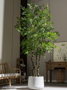 Indoor Large Pot Plant Elm Leaf Tree Floor Standing Artificial Decorative Ornamental Fake Tree Luxury Living Room Decoration