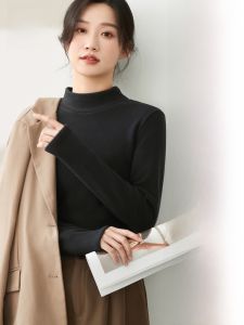 MiiOW | Áo sơ mi cổ cao dày dặn cho nữ MiiOW Cat Person Áo lót lông cừu một mảnh ôm vừa vặn màu đen ấm áp cổ tròn mùa thu đông