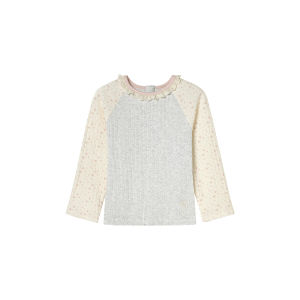 toz mama | Design Floral Patchwork Knitted T-shirt For Autumn Girls
