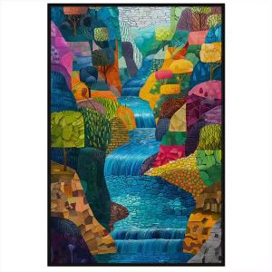 Tranh phong thủy sơn thủy hữu tình cách điệu hiện đại.Tranh treo tường dán tường phong thủy.CGI-892