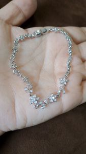 Gelang Wanita Korea Rossa Kristal Berlian Titanium Perak Emas