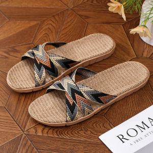 Four Seasons Linen Sweat Absorbent Soft Bottom Slippers Home Mens Outdoor Womens Indoor Floor Wooden Cool Slippers