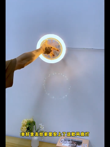 LED home aromatherapy crystal electric fan bedroom ceiling light E27 screw-on fan chandelier integrated remote control kitchen energy-saving room