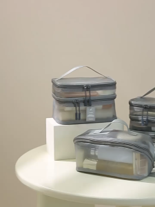 HOVELSHOP Tas Kosmetik 2 Susun Pouch Jaring Traveling Tempat Peralatan Makeup Organizer Serbaguna