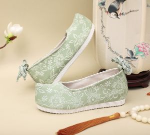 Plain Board Small Flower Flat Bottom Hanfu Shoes Embroidered Stage Performance Photography Traditional Chinese Style Cotton Shoes