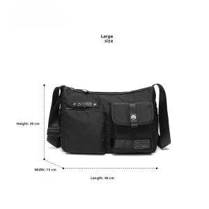 Volunteer | Mens Oxford Cloth Crossbody Bag Casual Single Shoulder Commuter Canvas Bag Large Capacity Youth Fashion Zipper Closure Solid Color