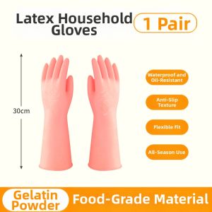 DINGQING | Kitchen Thicker Durable Rubber Cleaning Gloves Food Grade