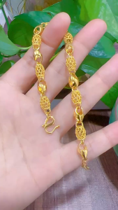 Pawnable 18k Saudi Gold Natural Hetian Jade Lucky Clover Beads Bracelet For Women