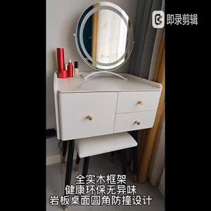 [Sg Sellers]Solid Wood Dressing Table Bedroom Stone Plate Makeup Table Bedside Table 60CM Dresser 50CM Dressing Table Vanity Table Storag Dressing Ttable with Mirrore Cabinet